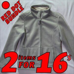 Lady Hathaway Lined Grey Fleece Zip-Up Jacket SMALL